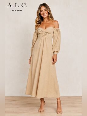A.L.C. Calley Off the Shoulder Long Sleeve Maxi Dress